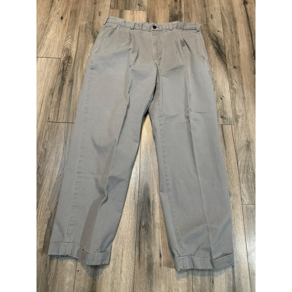 Brooks Brothers Mens Elliot Classic Fit Gray Chino Pants W37 L32 100% Cotton